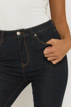 Rebellious Fashion Indigo Stretch Flared Leg Jeans - Briani