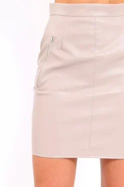 Rebellious Fashion Iris Grey PU Skirt