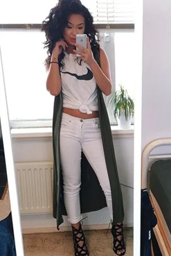 Rebellious Fashion Ivanna Khaki Sleeveless Jacket