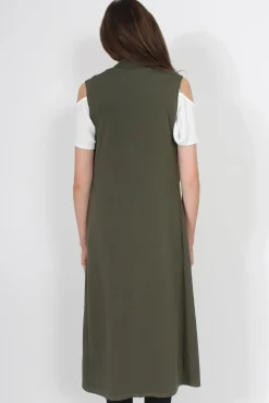 Rebellious Fashion Ivanna Khaki Sleeveless Jacket