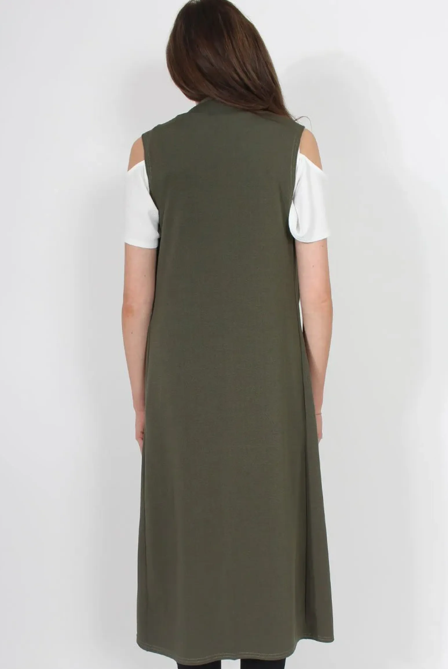 Rebellious Fashion Ivanna Khaki Sleeveless Jacket
