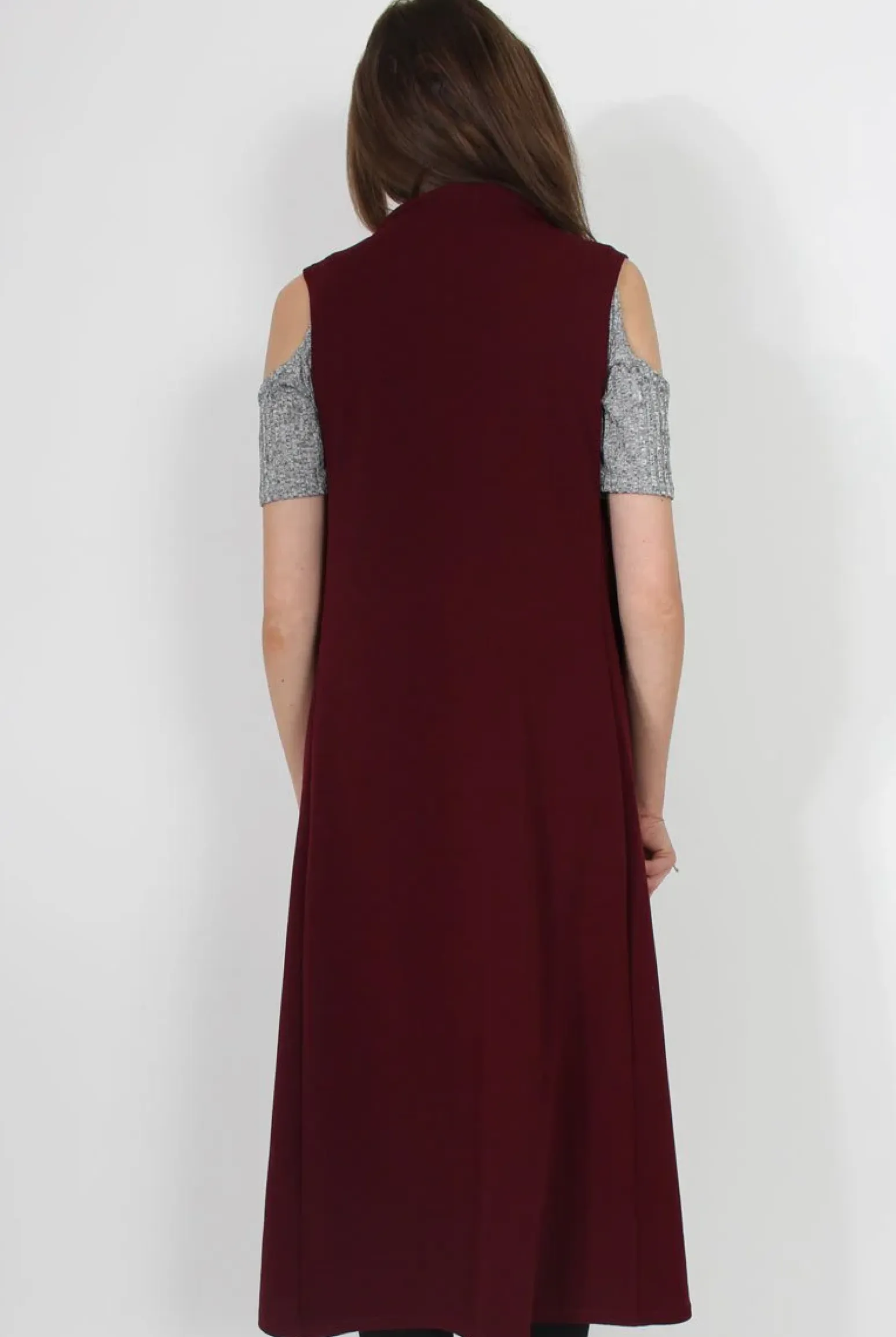 Rebellious Fashion Ivanna Wine Sleeveless Jacket