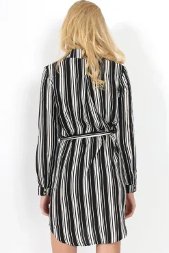 Rebellious Fashion Jaime Black and White Striped Shirt Dress