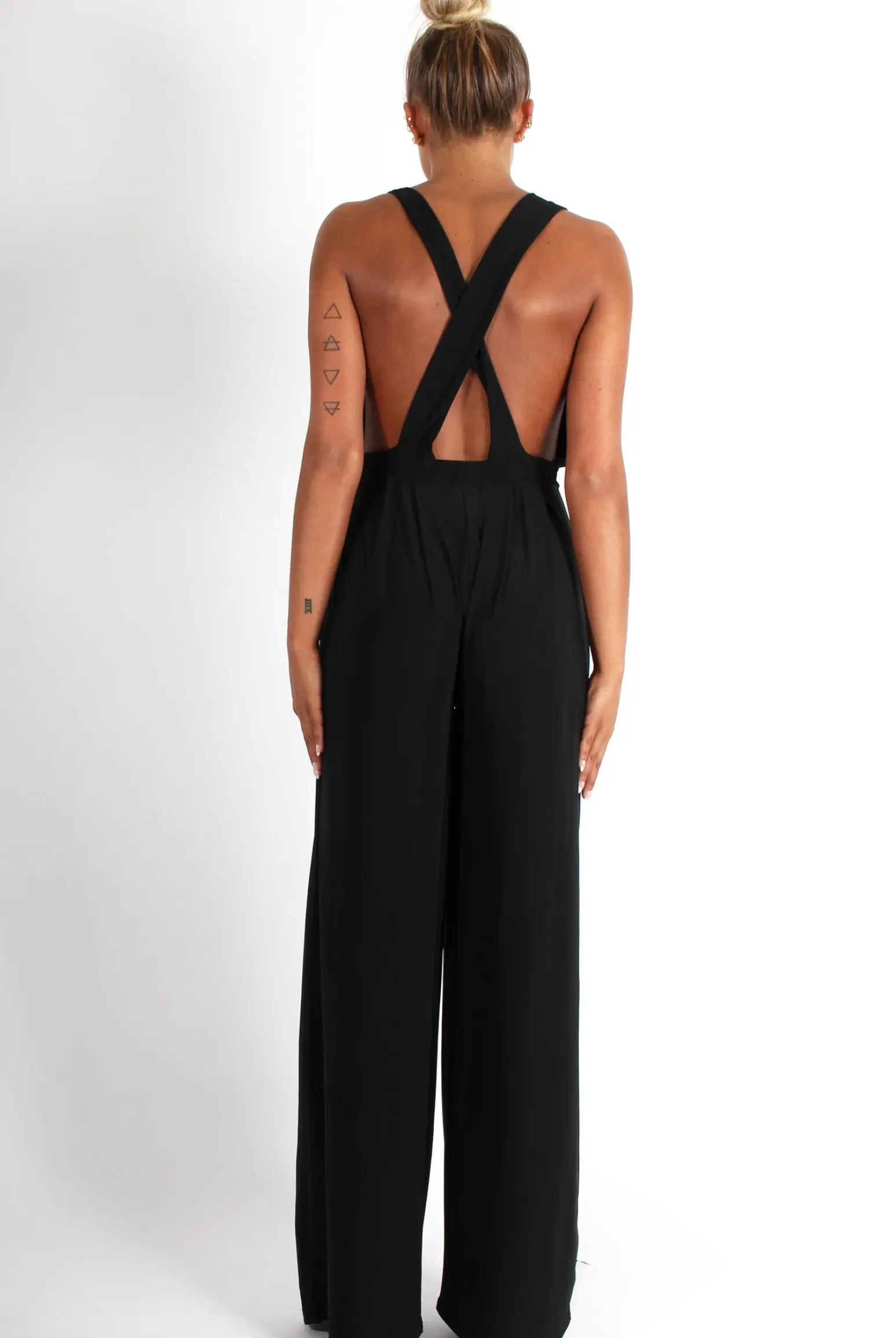 Rebellious Fashion Jan Black Deep V Jumpsuit