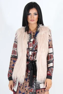 Rebellious Fashion Jazmin Nude Faux Fur Gilet