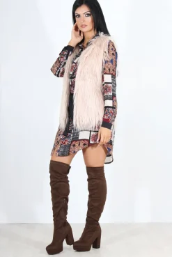 Rebellious Fashion Jazmin Nude Faux Fur Gilet