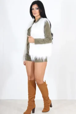 Rebellious Fashion Jazmin White Faux Fur Gilet