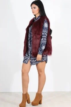 Rebellious Fashion Jazmin Wine Faux Fur Gilet