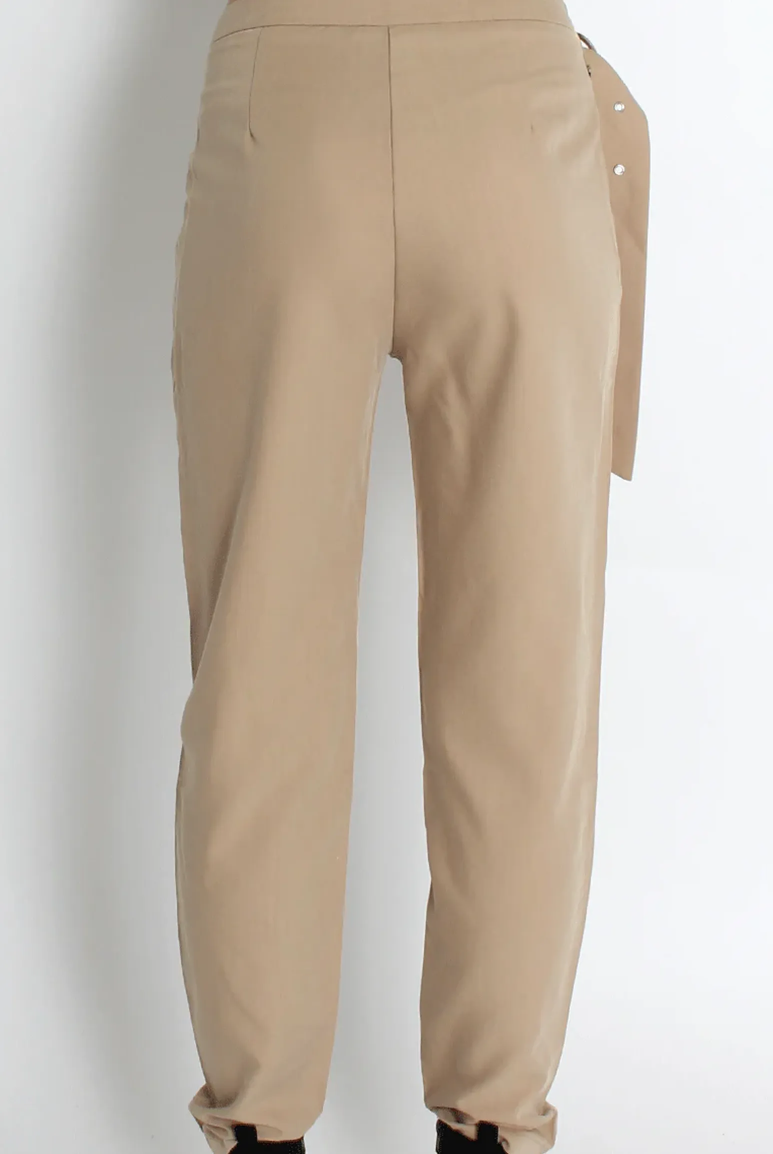 Rebellious Fashion Jeannette Beige Cigarette Trousers