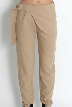 Rebellious Fashion Jeannette Beige Cigarette Trousers