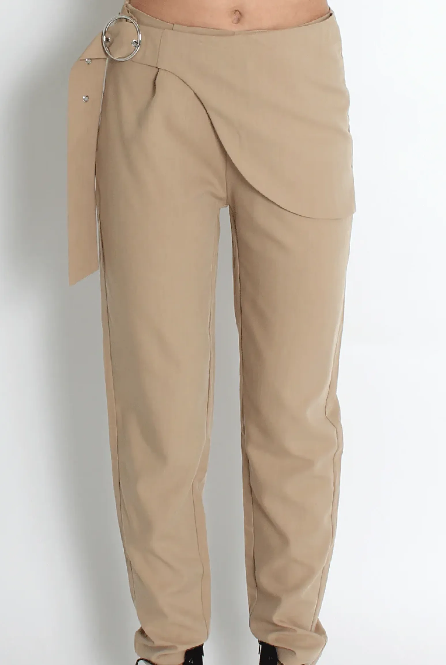 Rebellious Fashion Jeannette Beige Cigarette Trousers