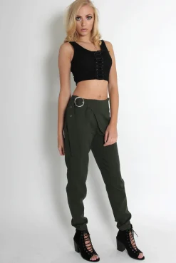 Rebellious Fashion Jeannette Khaki Cigarette Trousers