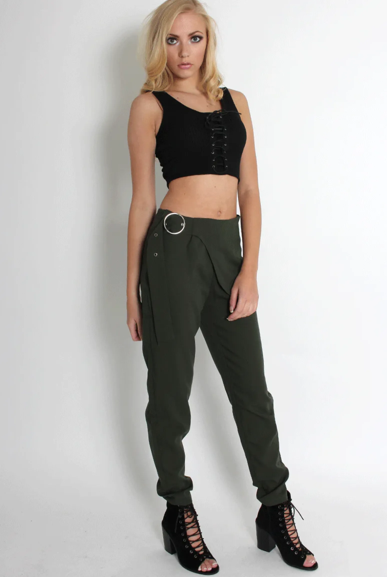 Rebellious Fashion Jeannette Khaki Cigarette Trousers