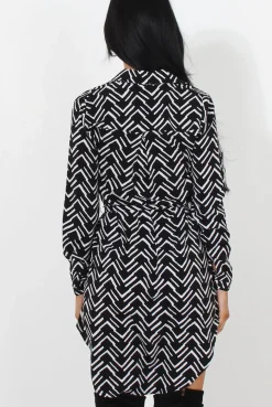 Rebellious Fashion Jennifer Black Aztec Print Shirt Dress