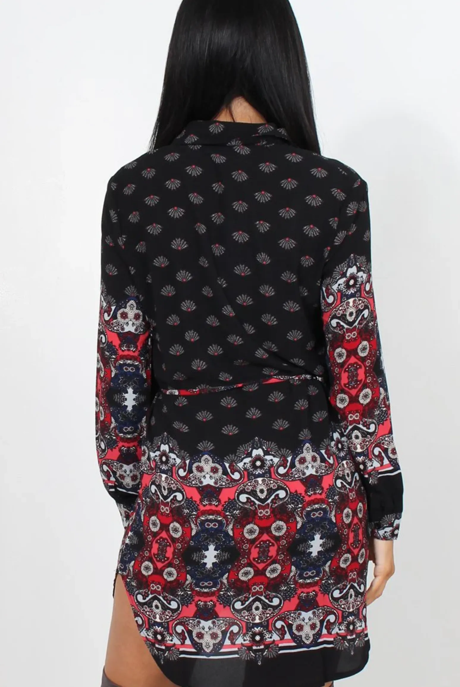 Rebellious Fashion Jilema Black Paisley Print Shirt Dress