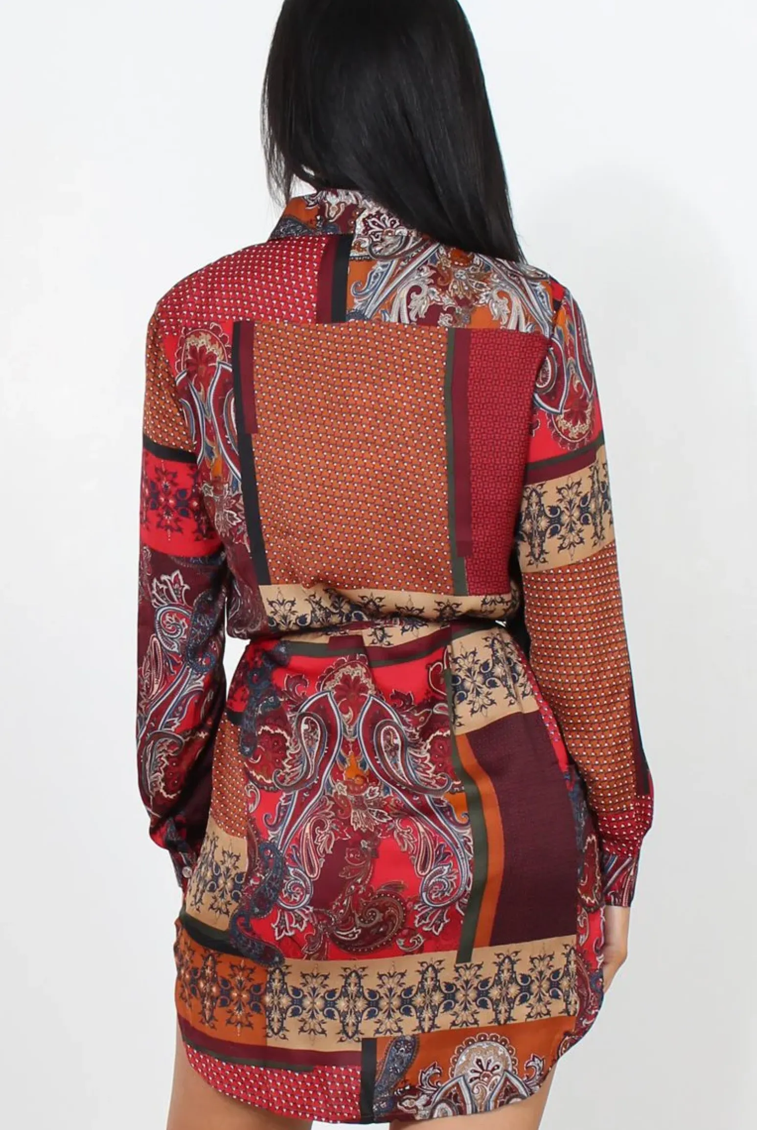 Rebellious Fashion Jilema Rust Paisley Print Shirt Dress