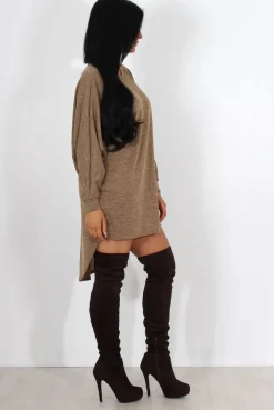 Rebellious Fashion Johanna Camel Drooped Back Jumper