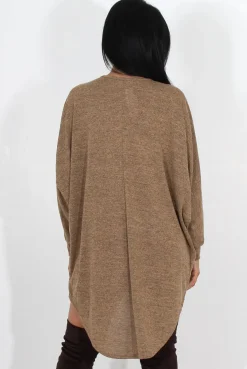 Rebellious Fashion Johanna Camel Drooped Back Jumper