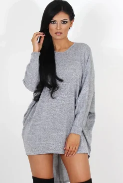 Rebellious Fashion Johanna Grey Drooped Back Jumper