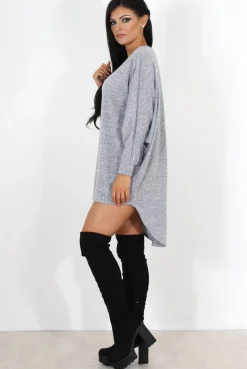 Rebellious Fashion Johanna Grey Drooped Back Jumper