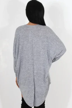 Rebellious Fashion Johanna Grey Drooped Back Jumper