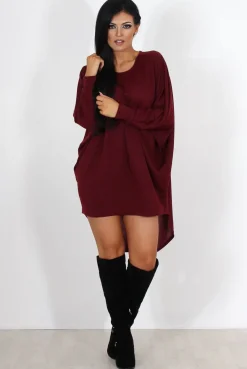 Rebellious Fashion Johanna Wine Drooped Back Jumper