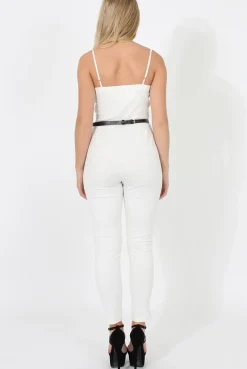 Rebellious Fashion Jona White V Front Jumpsuit