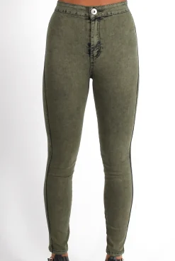 Rebellious Fashion Joy Khaki High Waisted Supper Skinny Jeans