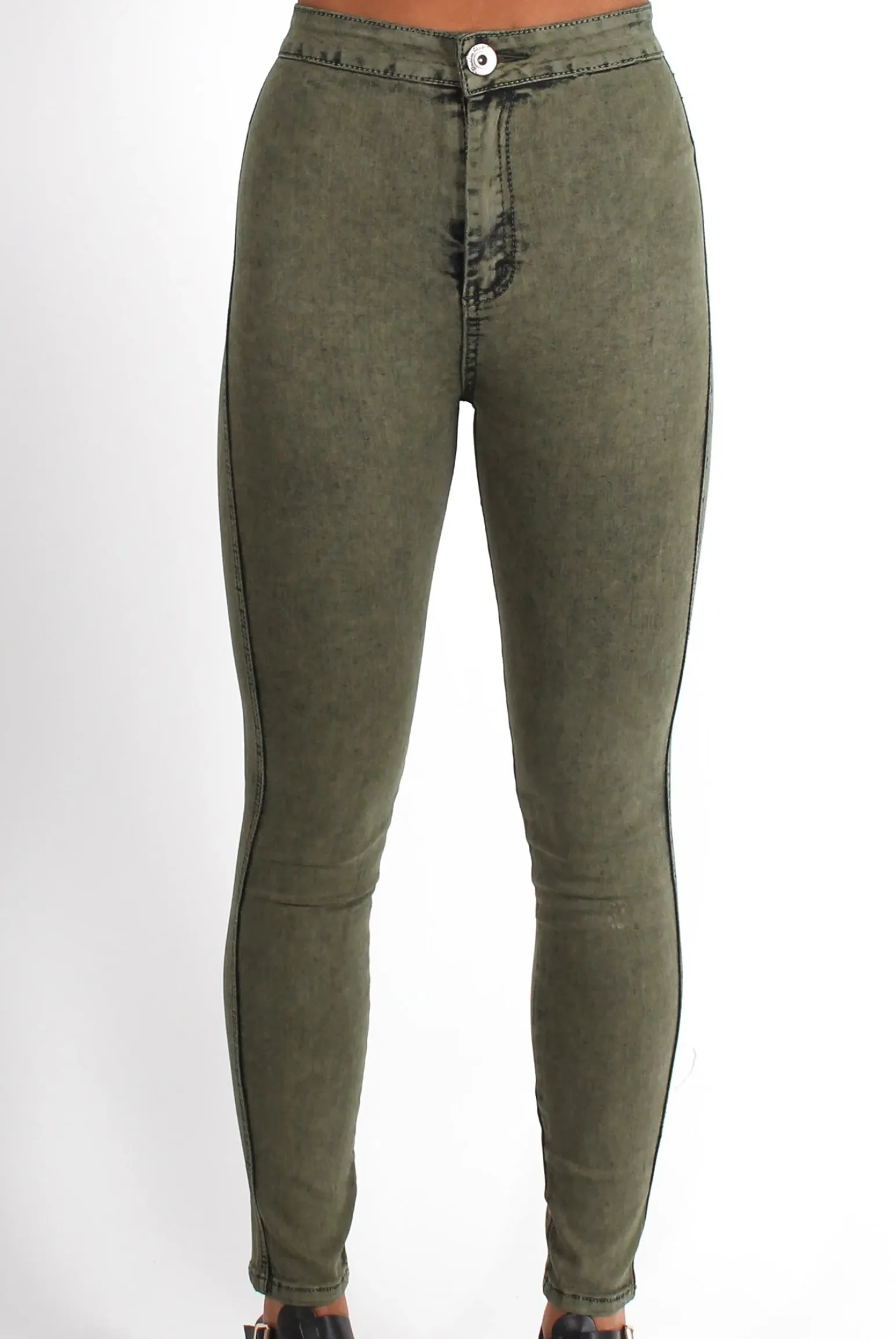 Rebellious Fashion Joy Khaki High Waisted Supper Skinny Jeans