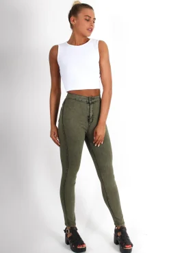 Rebellious Fashion Joy Khaki High Waisted Supper Skinny Jeans