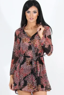 Rebellious Fashion Judie Black Paisley Print Shirt Dress