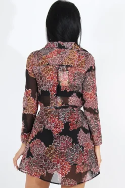 Rebellious Fashion Judie Black Paisley Print Shirt Dress