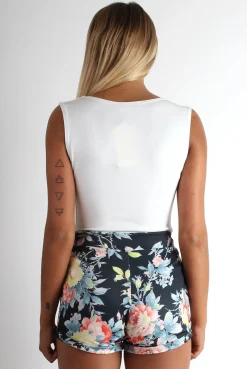 Rebellious Fashion Justine Blue Floral Cross Front Playsuit