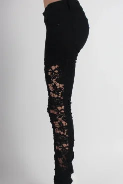 Rebellious Fashion Kayleigh Black Side Lace Skinny Jeans