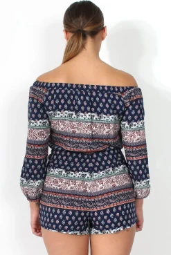 Rebellious Fashion Kayleigh Paisley Off The Shoulder Playsuit