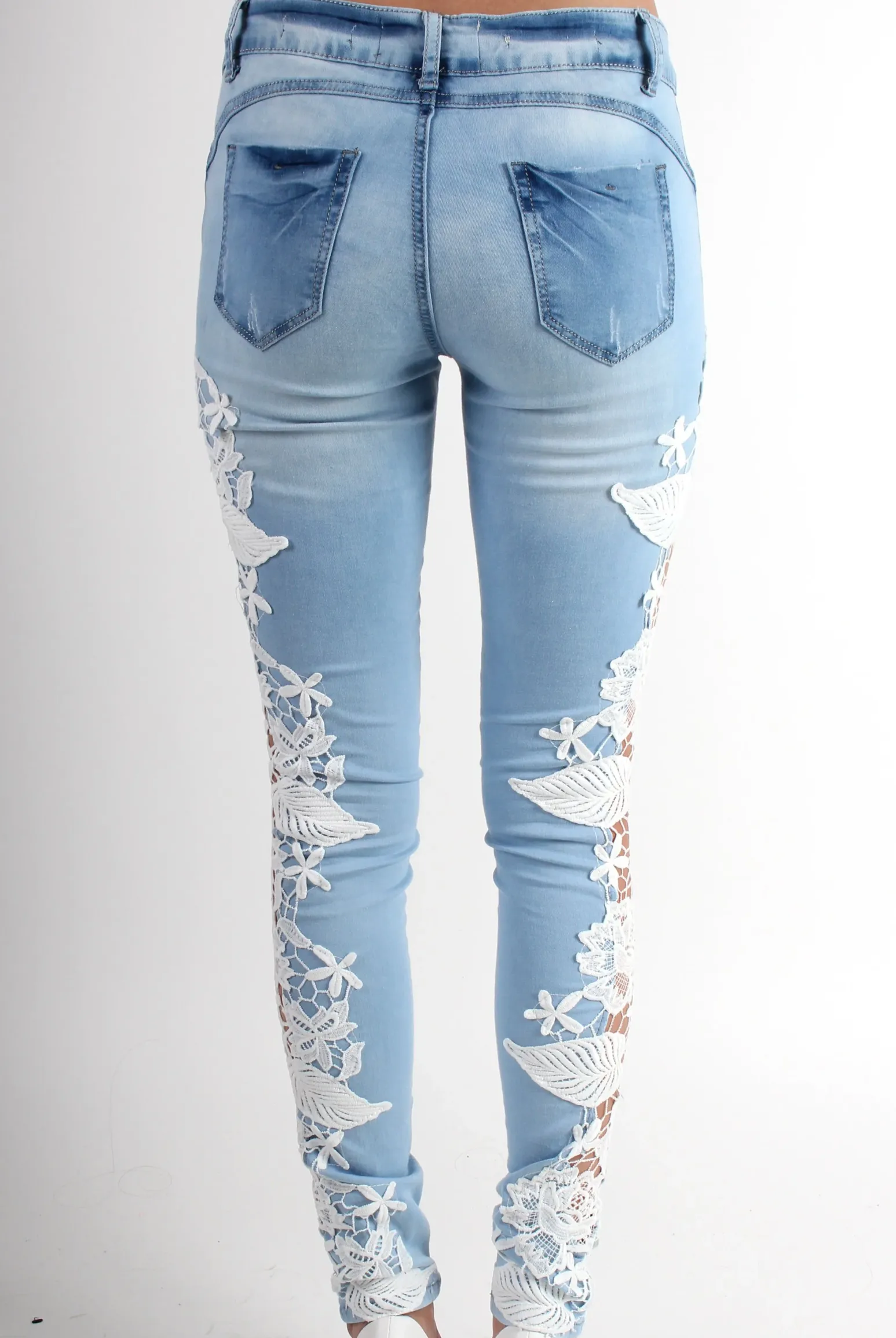 Rebellious Fashion Kayleigh Side Lace Skinny Jeans