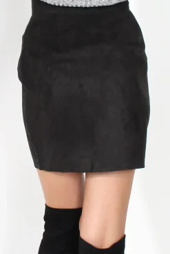 Rebellious Fashion Keely Black Suede Tie Up Mini Skirt