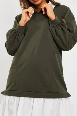 Rebellious Fashion Khaki Oversized Jumper Shirt Dress - Islah