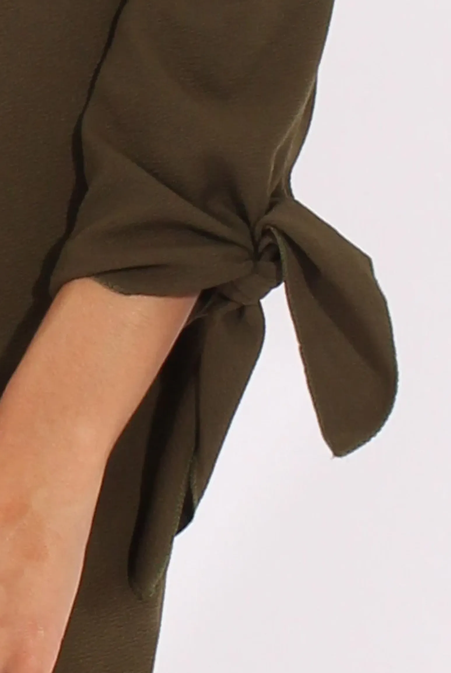Rebellious Fashion Khaki Bardot Tie Cuffs Dress - Whitney