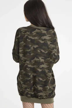 Rebellious Fashion Khaki Camo Eagle Jumper Dress - Maria
