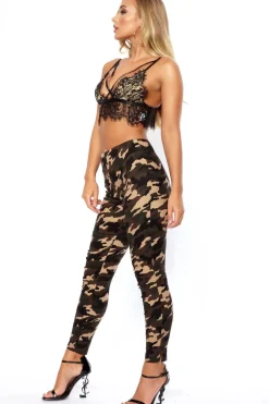 Rebellious Fashion Khaki Camo High Waisted Trousers - Jerica