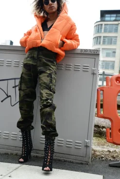 Rebellious Fashion Khaki Camo Printed Cargo Trousers - Vivi