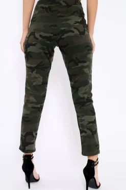 Rebellious Fashion Khaki Camo Print Trousers - Lyza
