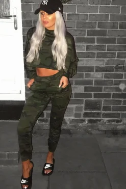 Rebellious Fashion Khaki Camo Print Trousers - Lyza