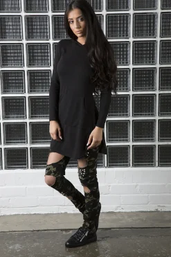 Rebellious Fashion Khaki Camo Studded Ripped Jeans - Christina
