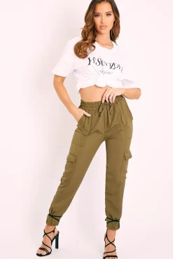 Rebellious Fashion Khaki Cargo Pocket Joggers - Teigen