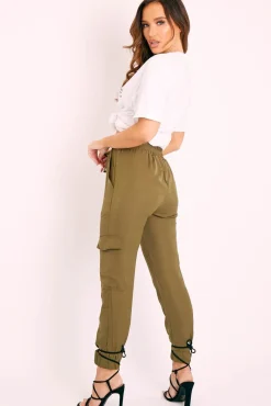 Rebellious Fashion Khaki Cargo Pocket Joggers - Teigen