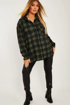 Rebellious Fashion Khaki Checked Pocket Front Shirt - Haily