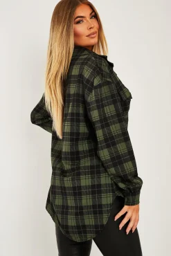Rebellious Fashion Khaki Checked Pocket Front Shirt - Haily