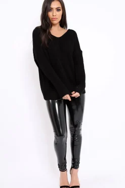 Rebellious Fashion Khaki Chunky Knit Lace Up Sleeve Jumper - Sarah